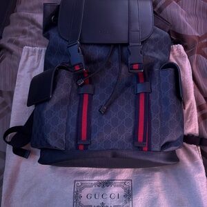 Black GG Gucci men backpack